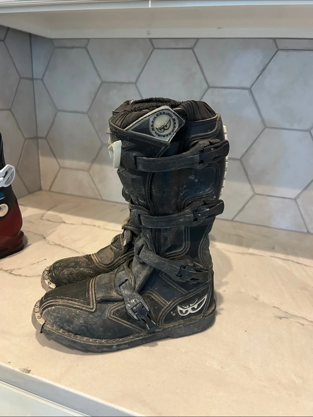Black Off-Road Buckle Moto Boots